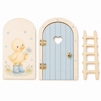 Kit de porte de fée miniature en bois, porte d'elfe ouvrable, tapis miniature, accessoires de jardin miniature