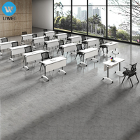 Table de conférence pliable en métal LIWEI avec roulettes, pieds en acier et étagère de rangement - Mobilier de réunion de bureau commercial moderne