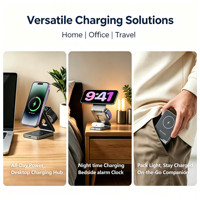 2025 Fabriek Op Maat Logo Draagbare Aluminium Legering Metaal 3 In 1 Draadloze Oplader Opvouwbaar Magnetisch Met Draadloze Oplaadoptie