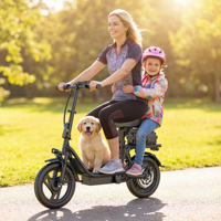 Scooter électrique 2 places avec panier de courses, moteur 500W, roues de 14 pouces, pliable, pour adultes, scooter électrique urbain, stock disponible en entrepôt local au Royaume-Uni