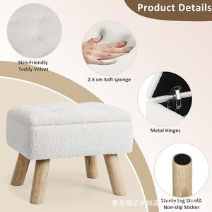 Fabric <b>stools</b>, small benches, household adult sofa <b>stools</b>, living room and <b>bedroom</b> trendy solid wood low <b>stools</b> and chairs, - Product Image 3