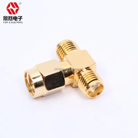 Adaptateur RF SMA plaqué or Double femelle vers SMA mâle Connecteur Triple T Jack 3 voies et prise Répartiteur coaxial