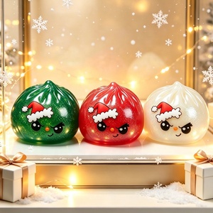 Christmas Santa Claus <b>Glitter</b> Dumpling Squishy Soft Squeeze Fidget Toy Stress Relief Sensory Toy Gift for Kids and Adult - Product Image 2