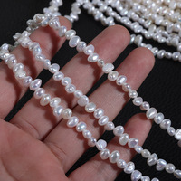 Perles d'eau douce naturelles blanches AA, sans noyau, lustrées double face, baroques irrégulières, de forme assortie, 4-5mm, Sanqi, à l'éclat lumineux