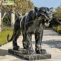 Statue de léopard en marbre blanc sculptée à la main YouFine, taille réelle, sculpture d'animal de jardin pour villa, hôtel de luxe, décoration extérieure