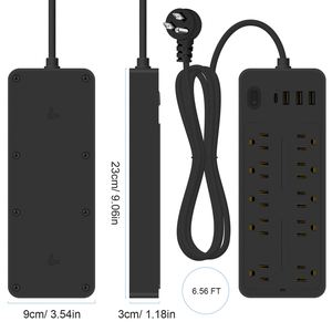 Bảo Vệ Tăng Phẳng Cắm Với 10 Cửa Hàng 3 Cổng USB 1 Loại C 1250W Mở Rộng Dây Điện Dải Cho Nhà Văn Phòng - Product Image 2