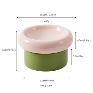 Tazón de cerámica para gatos, diseño de doble capa con bloques de color, 400 ml, plato para alimentar mascotas, tazón para agua y comida para gatos - Product Image 1