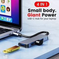 Hub USB C 4 en 1, Estación de Conexión de Aleación de Aluminio Tipo C, Divisor de Hub Multi USB de 4 Puertos, Datos OTG para Computadora Portátil Macbook