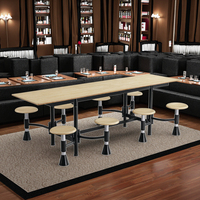 Ensemble table et chaises de salle à manger 8 places pour écoles, hôpitaux et commerces, mobilier de restaurant, structure en contreplaqué et fer, design contemporain