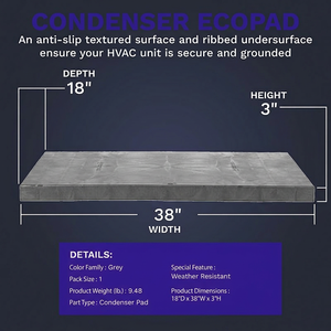 แผ่นรองเครื่องปรับอากาศ YOD Outdoor Lifting Tool Condenser HVAC ป้องกันการสั่นสะเทือน ขนาด 18''*38''*3'' ฐานกันลื่น อุปกรณ์เสริมสำหรับเครื่องปรับอากาศ - Product Image 3