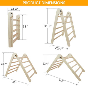 Estructura de Escalada de Madera para Niños con Rampa, Triángulo Pikler, Gimnasio Infantil, Parque Infantil Interior y Exterior, Estructura de Escalada para Preescolar - Product Image 4