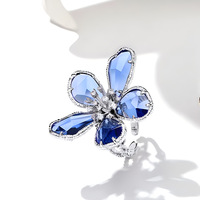 Bague ouverte personnalisée européenne et américaine, motif fleur en cristal exagérée, élégante et féminine, style célébrité internet