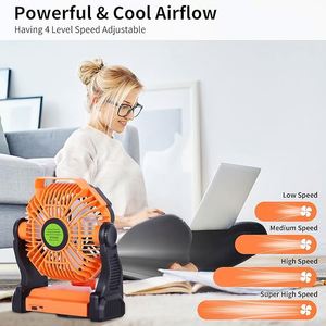Ventilateur de camping portable pliable à LED, design sans pales, rotation à 270°, rechargeable par USB, pour tente, voiture, extérieur - Product Image 6