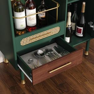 Mueble Bar Moderno <span class=keywords><strong>de</strong></span> Madera Verde para Licores y Café, con Estante para Copas <span class=keywords><strong>de</strong></span> Vino, Almacenamiento <span class=keywords><strong>de</strong></span> Vino Extraíble, Panel <span class=keywords><strong>de</strong></span> MDF, 5+ Compartimentos, Independiente - Product Image 2