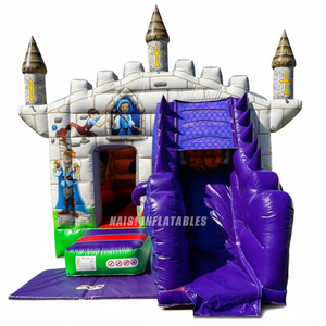 Château <span class=keywords><strong>gonflable</strong></span> commercial pour enfants, thème chevalier médiéval, avec toboggan, idéal pour la location - Product Image 4