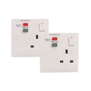 White 1 Gang Wall Socket with RCD Protector UK Standard 13A Weatherproof Socket 86X86 RCD Socket