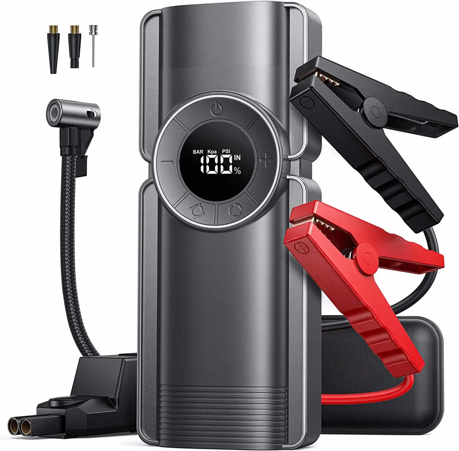 Super capacitor 10000 mah jumper battery pack car booster lithium power bank jump starter with air compressor