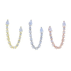 Boucles <span class=keywords><strong>d</strong></span>'oreilles individuelles en zircon goutte <span class=keywords><strong>d</strong></span>'eau, boucles <span class=keywords><strong>d</strong></span>'oreilles pour <span class=keywords><strong>double</strong></span> piercing, style européen vintage, boucles <span class=keywords><strong>d</strong></span>'oreilles en CZ - Product Image 6