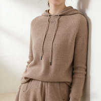 Pull-over en cachemire épais de luxe 100% OEM, sweat-shirt à capuche en cachemire pour femmes