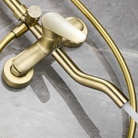 Ensemble de douche carré en laiton brossé sur mesure OEM, fixation murale, avec douchette à jet 3 vitesses haute pression, vente en gros pour salle de bain