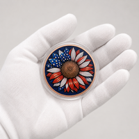 Pièce de collection en cuivre pur de 5 oz, motif drapeau américain et tournesol, peinte en couleur, badge commémoratif patriotique, souvenir de la liberté