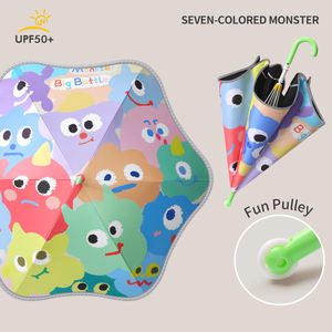 Paraguas de Varilla Recta de Fibra de Vidrio Manual Personalizado de Fábrica, con Diseño de Dibujos Animados Reflectantes de Seguridad para Niños - Product Image 2