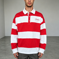 Polo en molleton français personnalisé avec strass, 380 grammes, col montant, color-block, broderie et impression