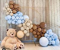 12 pouces bleu et marron ours ballons Pastel bleu Beige marron ballons en Latex pour ours en peluche anniversaire bébé douche décorations SP322