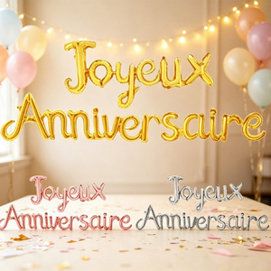 Palloncini a Forma di Lettere in Foil "Joyeux Anniversaire" Certificati CE/CPC all'Ingrosso per Decorazioni di Compleanno e <span class=keywords><strong>Anniversario</strong></span> - Product Image 3