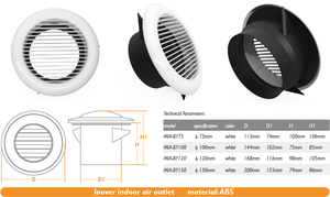 Cubiertas de ventilación de aire HVAC central para casa 80/100/125/150/200mm Tamaños de ventilación Solución de diseño gráfico capaz - Product Image 4