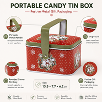 Boîte en métal rectangulaire alimentaire personnalisable pour Noël, idéale pour confiseries, biscuits et cadeaux de fête