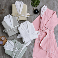 Peignoir de luxe personnalisé à double couche avec col châle doublé en microfibre et bordure