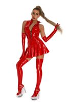 Sexy Exotisches Lederkleid für Erwachsene Damen Reißverschluss Ärmellos Dienstmädchen Enges Kleid Nachtclub Party-Kleidung Glänzendes Latex Wet-Look Übergröße