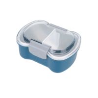 Conteneur de préparation de repas à 2 compartiments, mignon, pour l'école et le bureau, réutilisable, compatible lave-vaisselle et micro-ondes, anti-fuite, sans BPA, en PP