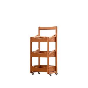 Carrito de madera maciza Euler de 39x26x83,5 cm, estante de almacenamiento portátil con múltiples compartimentos para cocina y sala de estar - Product Image 4