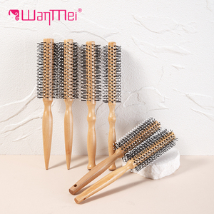 WANMEI Brand High-Temperature Resistant <strong>Hair</strong> <strong>Styling</strong> Lotus Wood Round <strong>Hair</strong> Brush <strong>Hair</strong> Curling Comb Straight Roller Comb Brush - Product Image 1