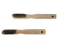 Petite brosse à poêle avec manche en bois et acier pour le nettoyage et l'ébavurage
