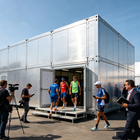 Salle d'exposition temporaire préfabriquée en structure métallique sur mesure, bâtiment modulaire commercial à grande portée