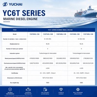 Moteur diesel marin robuste Yuchai série YC6T 1800 tr/min 1500 tr/min 1200 tr/min pour bateaux de pêche et navires de transport de marchandises