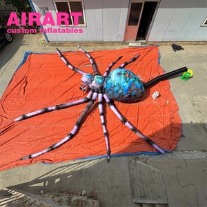 Araña Inflable Negra, Araña Inflable Personalizada con Rayas Rojas y Negras, Decoración de Jardín para Halloween - Product Image 4