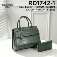 DEJURIOR 2026 Nouveau Sac à Main Tendance Intemporel pour Femme, Sac de Luxe en Cuir PU Lisse Texture Croco, Ensemble 2-en-1 Sac à Main et Sac Fourre-tout