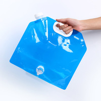 Sac de stockage d'eau 5L 10L Camping et randonnée pochettes pliables en plastique pour boissons et eau avec robinet