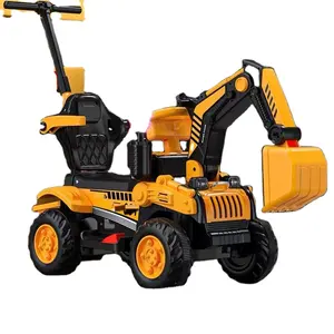 Wholesale children's electric excavator 12V remote control four-wheel automatic engineering car ride on toys