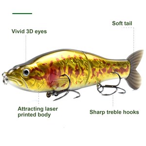 Señuelos de Pesca que se hunden, cebo <span class=keywords><strong>Glide</strong></span> de cuerpo duro con colas suaves, Shad, con anzuelo triple, Swimbait, 6,5/2,2 oz - Product Image 3