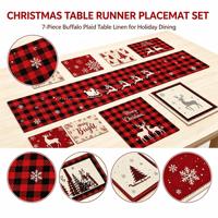 Ensemble de 7 chemins de table et sets de table de Noël, motif géométrique en relief, pour la décoration des banquets de fin d'année
