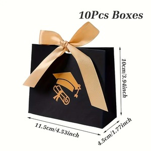 <span class=keywords><strong>Caja</strong></span> de Graduación Personalizada, Cajas de Papel Negras y Doradas Estilo Origami para Dulces, Embalaje de Regalos para Fiestas y Ocasiones Especiales - Product Image 4