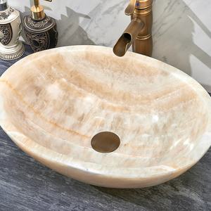 Современный умывальник из натурального мрамора с золотым ониксом - Product Image 3