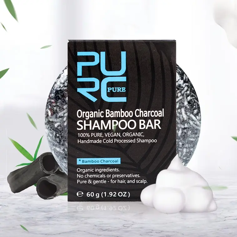 Shampoo de carvão de bambu para tingimento, tratamento para cabelos brancos e cinza, sabonete detox 5%