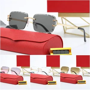 Lunettes de soleil de créateur, sport, homme, femme, monture dorée et argentée, sans monture, métal, rondes, ovales, verres transparents, lunettes de soleil tendance - Product Image 1