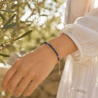 Bracelet en perles de pierres précieuses naturelles - Pierres facettées, breloque cœur doré, chaîne ajustable, empilable, bijoux bohèmes, cadeau pour femme, idéal pour les fêtes